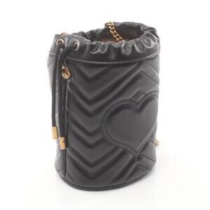 Gucci Marmont Leather GG Black Shoulder Bucket Bag